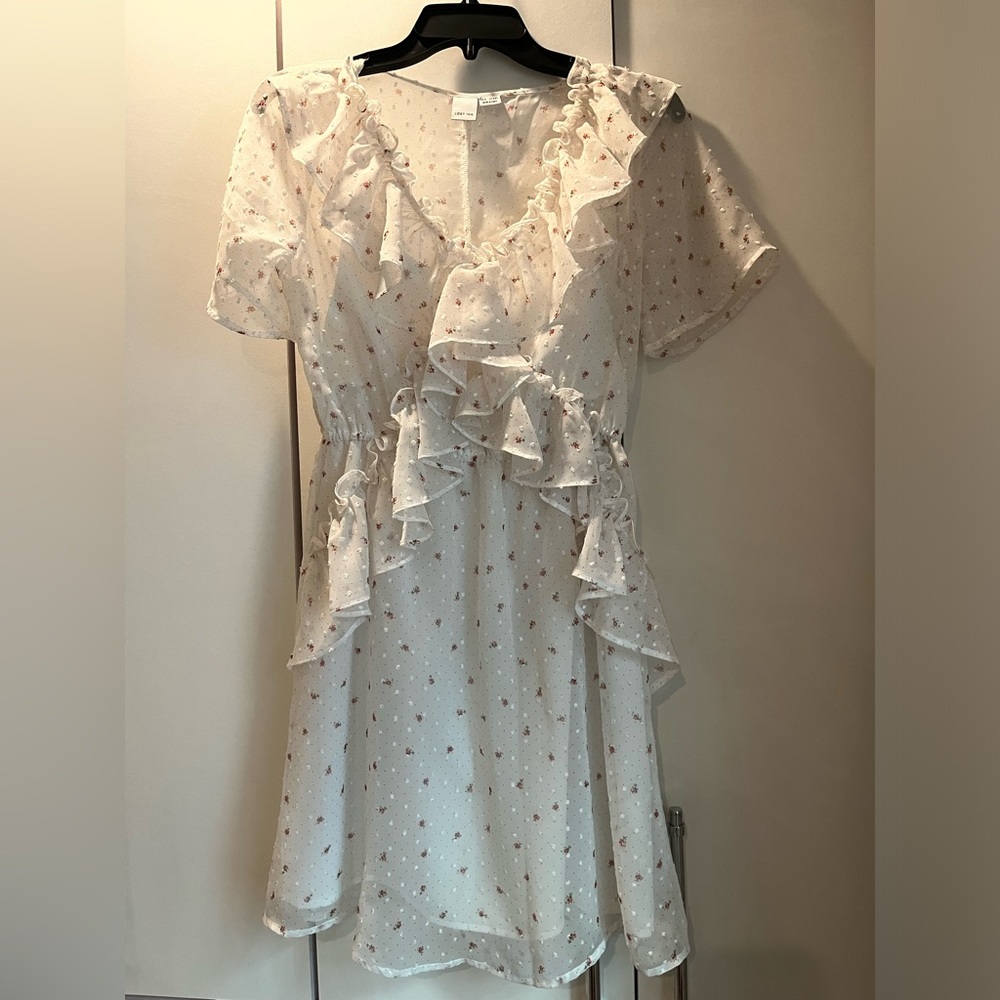 Lost Ink Ruffle Front Mini Tea Dress